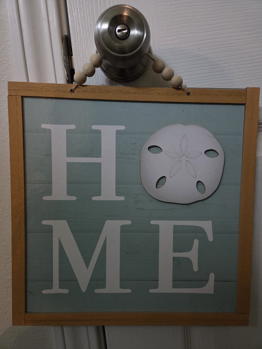 Coastal HOME Wall Sign - Light Aqua & White